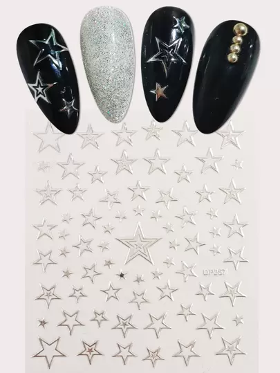 1张星形图案美甲贴纸 Y2K风格美甲贴花 DIY美甲