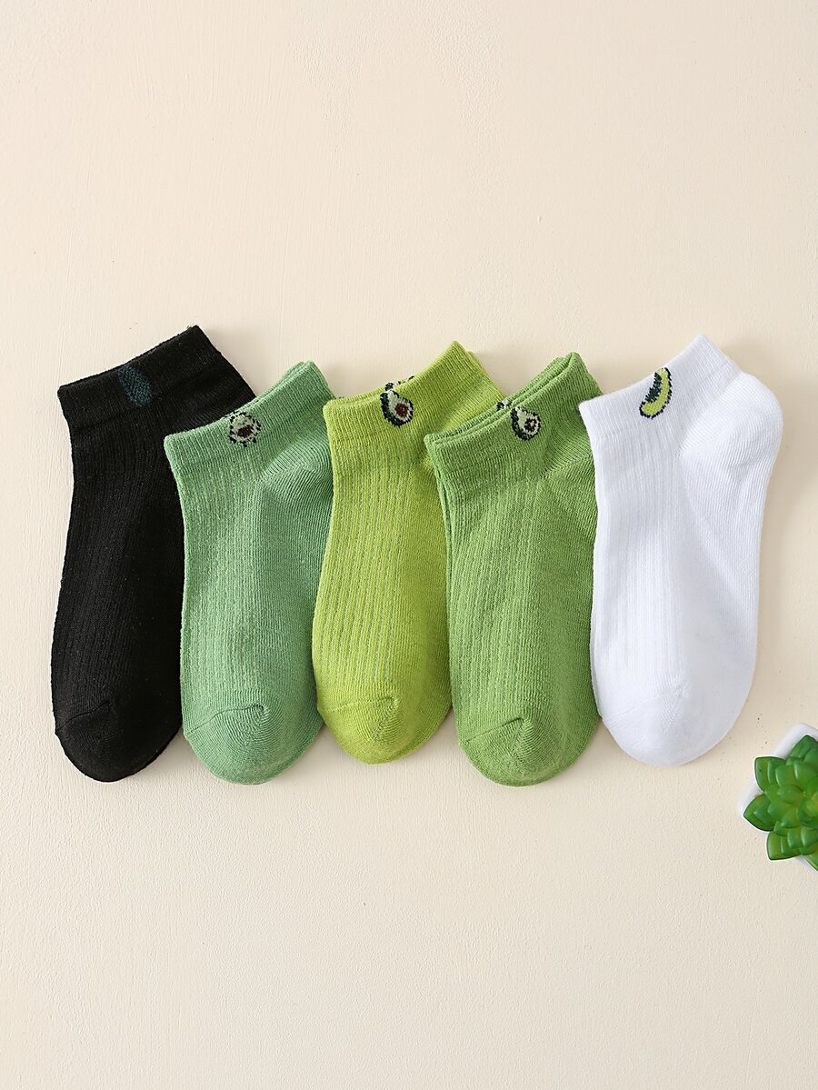 5pairs Fruit Pattern Ankle Socks - Multicolor - View 1