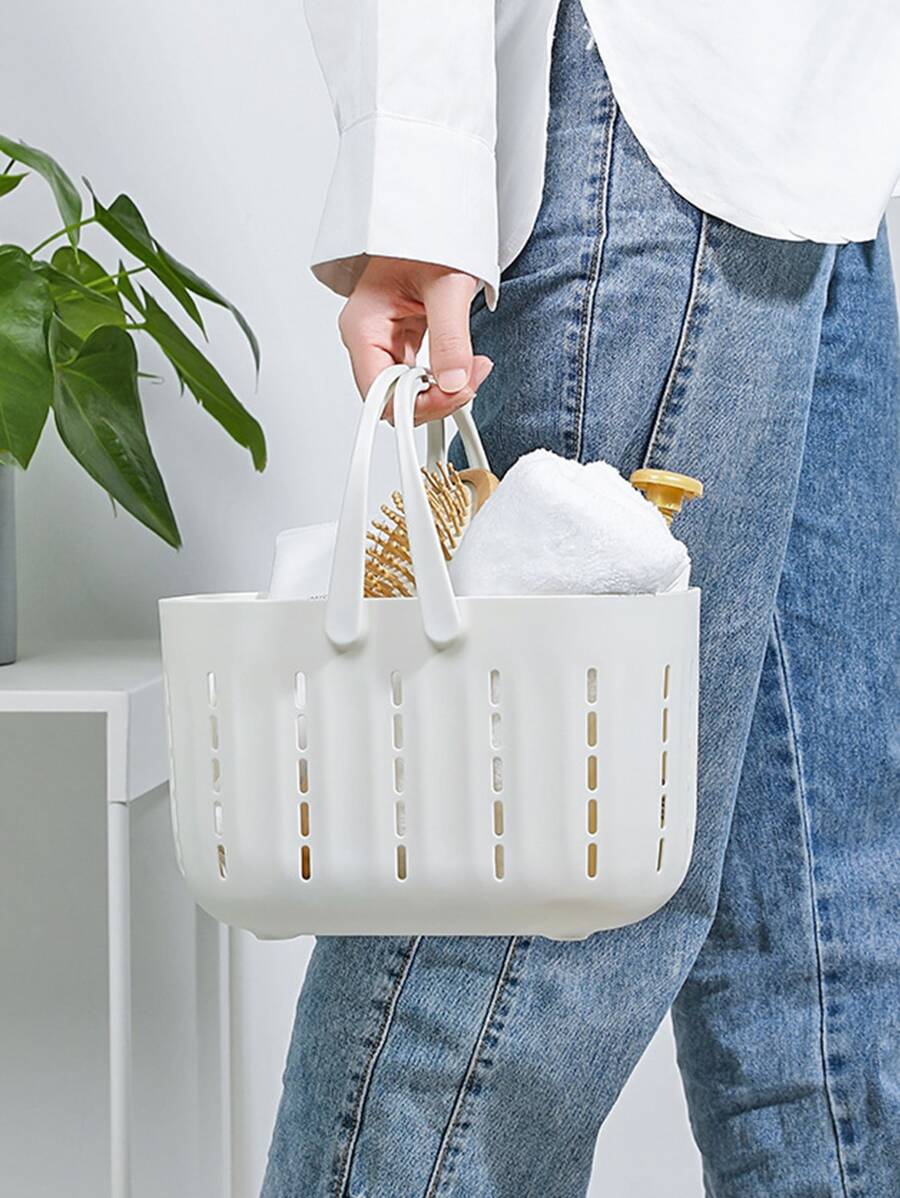 1pc Hollow Out Storage Basket - White - View 1