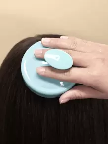 1 pieza Masajeador manual para el cabelludo, húmedo y seco, para la ducha. Cepillo/peine de masaje de silicona suave perfecto para el salón, el hogar, los viajes y el cepillo de pelo para el trabajo - Azul - Ver 3