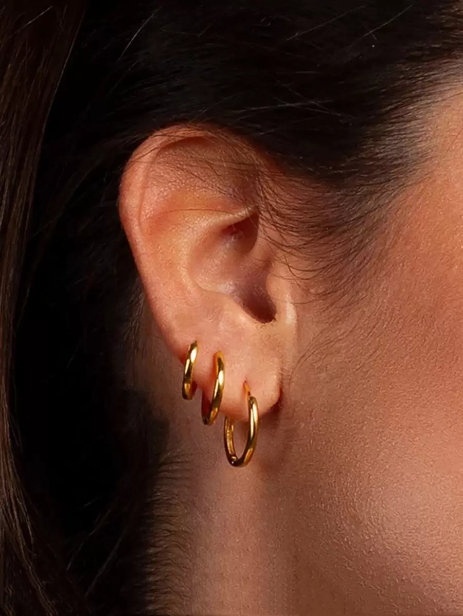 eTel LiKe 3入組極簡圓耳環,不銹鋼首飾類