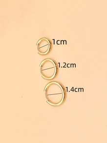 eTel LiKe 3入組極簡圓耳環,不銹鋼首飾類 - 金黃色 - 查看 4