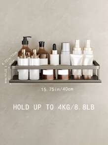 1pc Wall Mounted Bathroom Storage Rack - Dark Grey - View 3