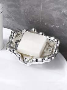 1pc Plain Soap Dish - Silver - View 4