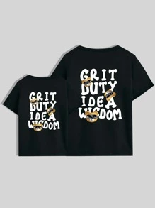 Boys 1pc Letter & Cartoon Graphic Tee - Black - View 6