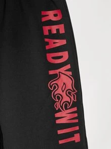 SHEIN Bộ hai mảnh Trai Túi Con số Lá thư Giải trí - Đỏ - Xem 4