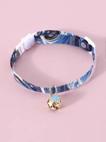 花細節珠子墜飾寵物項鍊 - 彩色 - 查看 2