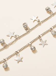 1 cái Rhinestone & Star Charm Vòng chân Đồ trang sức bằng đồng - Bạc - Xem 2