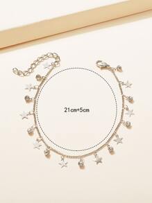 1 cái Rhinestone & Star Charm Vòng chân Đồ trang sức bằng đồng - Bạc - Xem 3