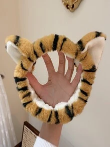 1pc Tiger Skin Pattern Cartoon Ear Decor Bath Headband Home Bathroom Decor Fall Decor Back To School Hair Accessories - Brown - View 3