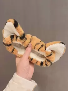 1pc Tiger Skin Pattern Cartoon Ear Decor Bath Headband Home Bathroom Decor Fall Decor Back To School Hair Accessories - Brown - View 5