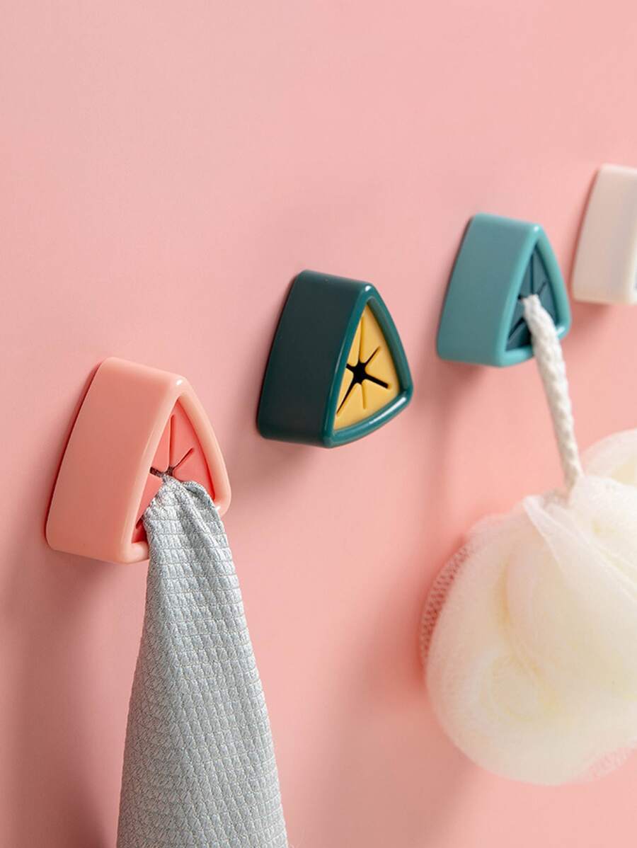 1 件随机颜色三角形壁钩，浴室毛巾架，无需钻孔厨房浴室手巾收纳架毛巾架 - 彩色 - 查看 1