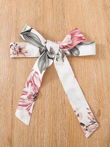 Tween Girl Floral Print Frill Neck Ruffle Trim Dress - Multicolor - View 5