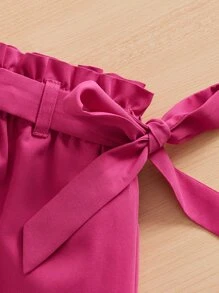 SHEIN Bộ hai mảnh Gái Túi Thắt lưng Quần paper-bag Tim Lá thư Giải trí - Nhiều màu - Xem 3