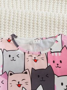 SHEIN Tween Girl Cartoon Graphic PJ Set - Multicolor - View 4