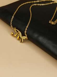 Letter & Butterfly Charm Necklace - Yellow Gold - View 2