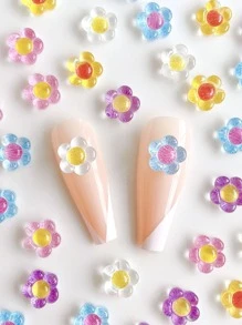 20 件随机颜色 3D 花朵图案美甲装饰 DIY 指甲饰品 美甲宝石 美甲用品 指甲
