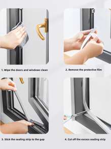 1pc PUR Gap Sealing Strip,Simple Grey Self-adhesive Sealant Tape For Sealing Windows/Doors Frame Side - Grey - View 7