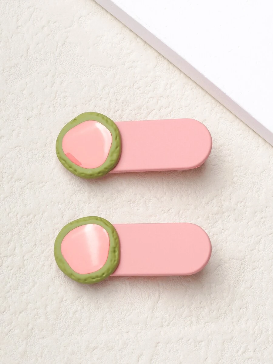 2pcs Two Tone Alligator Hair Clip - Baby Pink - View 1