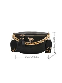 Fashionable Casual Shoulder Bag With Chain Strap For An Elevated Look - Black - View 7