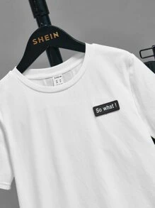SHEIN Boys Letter Graphic Tee & Joggers - White - View 3