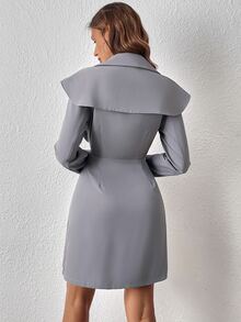 SHEIN LUNE Vestido de doble botonadura con diseño de fruncido - Gris - Ver 5