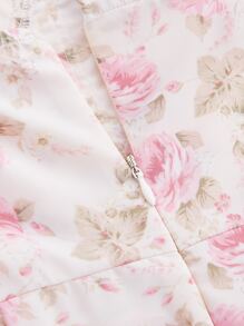 SHEIN MOD Allover Floral Print Ruched Bust Asymmetrical Hem Dress - Multicolor - View 4