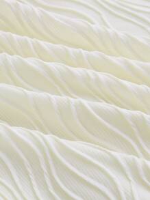 SHEIN MOD 小高領喇叭袖連衣裙 - 米色 - 查看 5