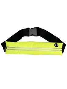 1pc Reflective Detail Earphone Hole Detail Running Bag - Green - View 1