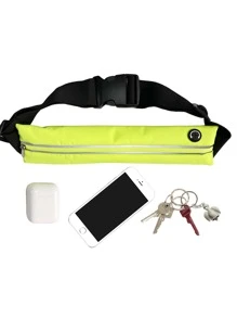 1pc Reflective Detail Earphone Hole Detail Running Bag - Green - View 6