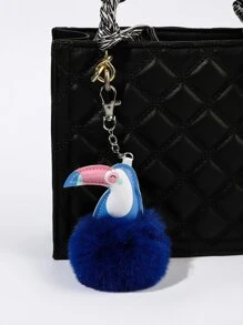 Cartoon Bird & Pompom Decor Bag Charm - Multicolor - View 1