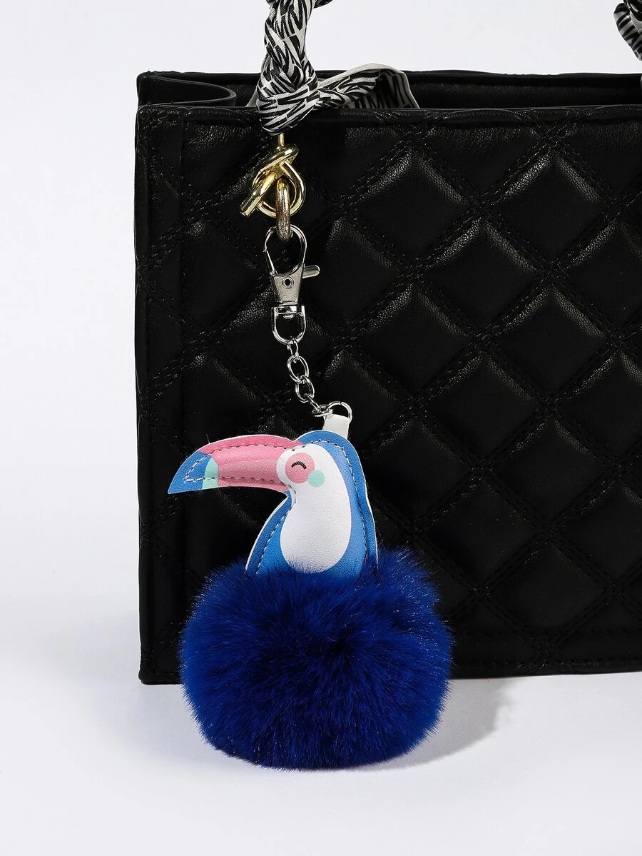 Cartoon Bird & Pompom Decor Bag Charm - Multicolor - View 1