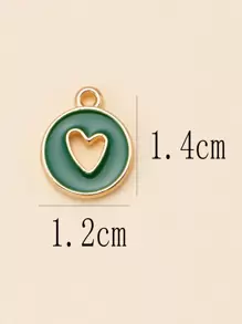 Random Mix-Color 20pcs Fashionable Double-Sided Drip Oil Heart & Round Shaped Zinc Alloy Pendant, DIY Supplies For Making Women's Earrings, Necklaces, Bracelets, Wholesale Valentines - Multicolor - View 4