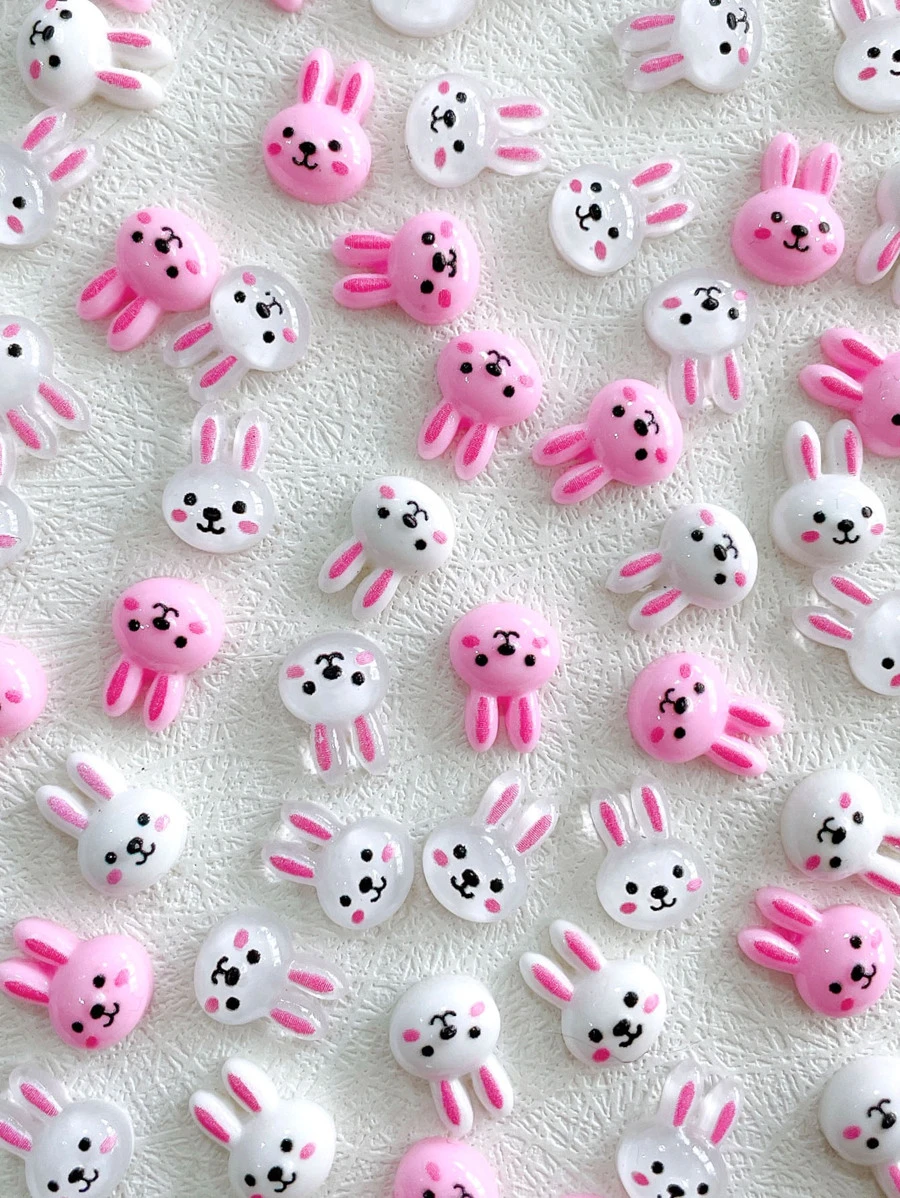20件裝混色新款卡通兔頭系列美甲裝飾 - 彩色 - 查看 1