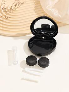 1 set Estuche para lentes de contacto en forma de corazón - Negro - Ver 3