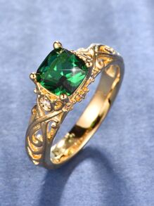 Cubic Zirconia Decor Ring - Multicolor - View 1