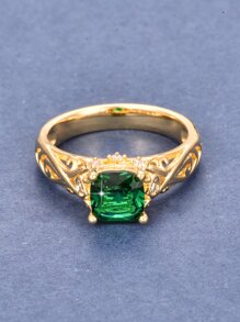 Cubic Zirconia Decor Ring - Multicolor - View 3