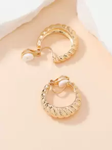 1 Pair Fashionable Metal Geometric U-Shape Clip Earrings Suitable For Daily Wear - Yellow Gold - View 2