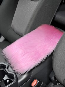 1pc Solid Plush Car Armrest Pad - Pink - View 2