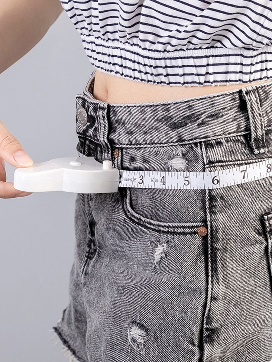 1pc Telescopic Tape Measure, Simple White ABS Waist Measuring Tape - White - View 1