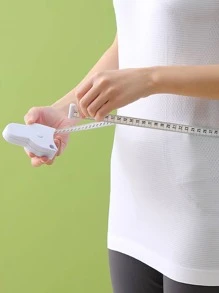 1pc Telescopic Tape Measure, Simple White ABS Waist Measuring Tape - White - View 3