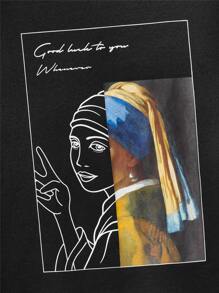 Manfinity Men Figure Graphic Drawstring Hoodie - Black - View 4