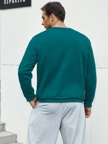 Manfinity Men Plus Letter Graphic Sweatshirt - Green - View 2
