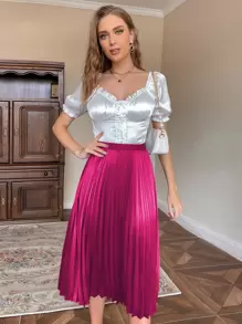 Pariaura 净色百褶裙 - 玫紅色 - 查看 3