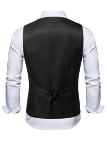 Manfinity Men 1pc Double Breasted Blazer Vest - Black - View 2