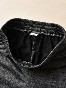 Chicas Shorts con estampado de letra tejido jaspeado - Gris Oscuro - Ver 3