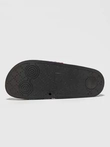 Rainbow Striped Pattern Slide Sandals - Multicolor - View 3