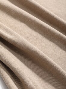 DAZY Chất rắn Cổ giả Áo phông Crop - Màu Khaki - Xem 9