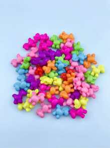 50 piezas Cuenta DIY de plástico de color al azar con dibujos animados en forma de caballo - Multicolor - Ver 4