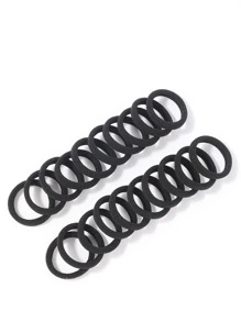 20 piezas Corbata de pelo lisa negra para mujer para uso diario informal - Negro - Ver 3